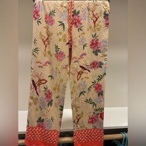 Cost Plus World Market Beige Floral Pants